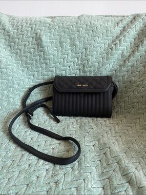 Nine West Black Quilted & Ribbed Crossbody Bag